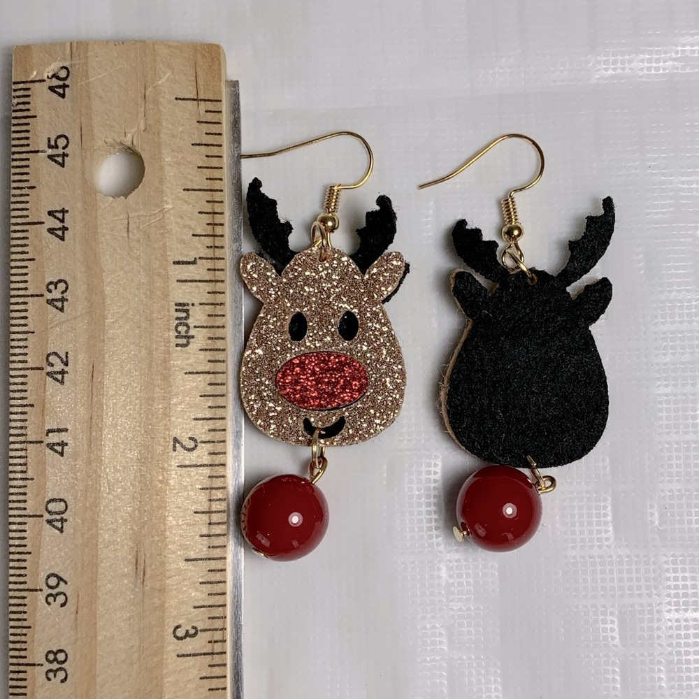 Christmas Reindeer Earrings - Picture 2 of 2